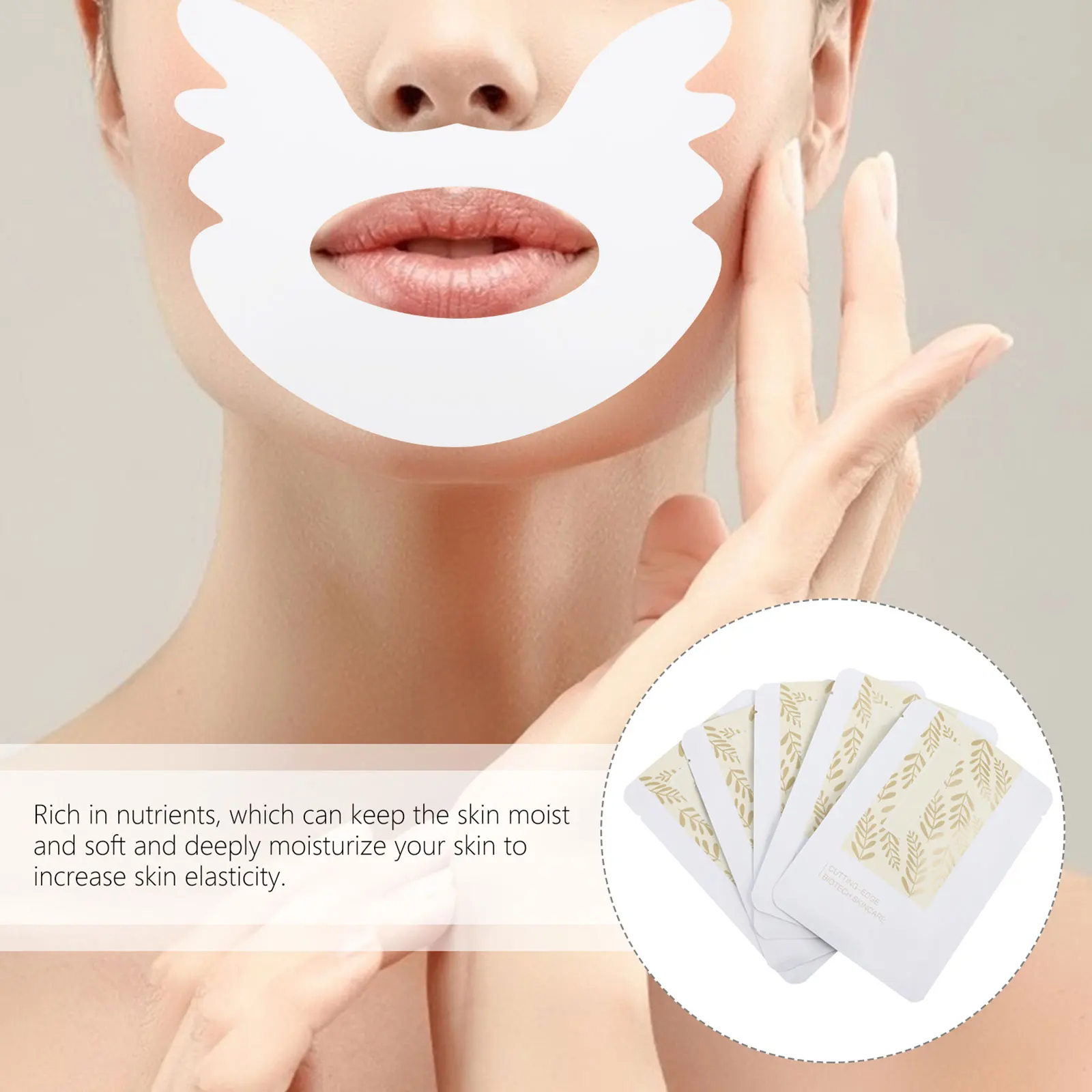 5 Pezzi Patch Premium Naturali Idratanti per Trattamento Anti-Rughe e Rassodanti per Pieghe Nasolabiali e Mento