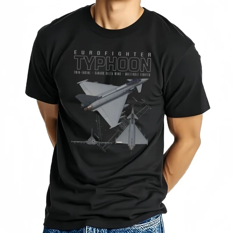 Eurofighter Typhoon Schematic Multirole Fighter hombres camiseta de manga corta Casual algodón cuello redondo verano c
