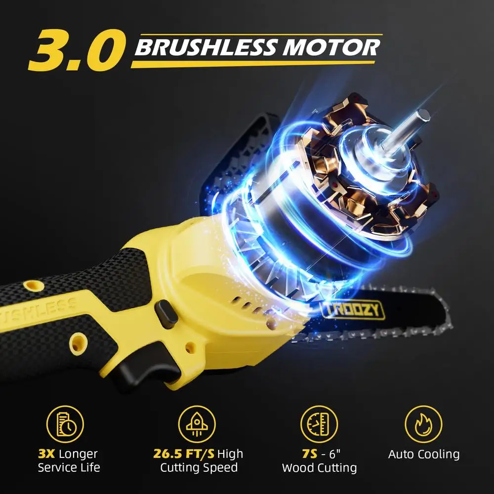 2-in-1 ไร้สาย 6 "Pole Saw & Chainsaw 21V 3Ah แบตเตอรี่ 7.7lb น้ําหนักเบา 15ft Max Reach หมุนได้สําหรับตัดต้นไม้