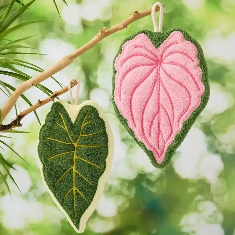 Leaf Hand Towel Bathroom Accessories Absorbent Kitchen Towel Soft Towel Hanging Towels Handkerchief Towels Home Wash Hand Towel