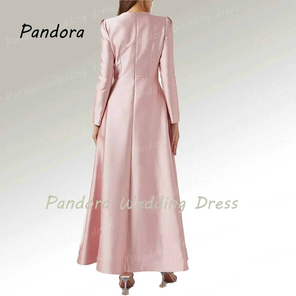 Pandora Women\'s formal Occasion dress Round neck Long sleeve A-line crystal bow ankle-length wedding birthday party evening gown