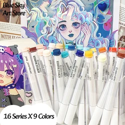 9PCS Colors Set Acrylic Paint Markers Drawing Pens Graffiti Languo Marker Set Kawaii DIY Crafts School Stationery Art Supplies