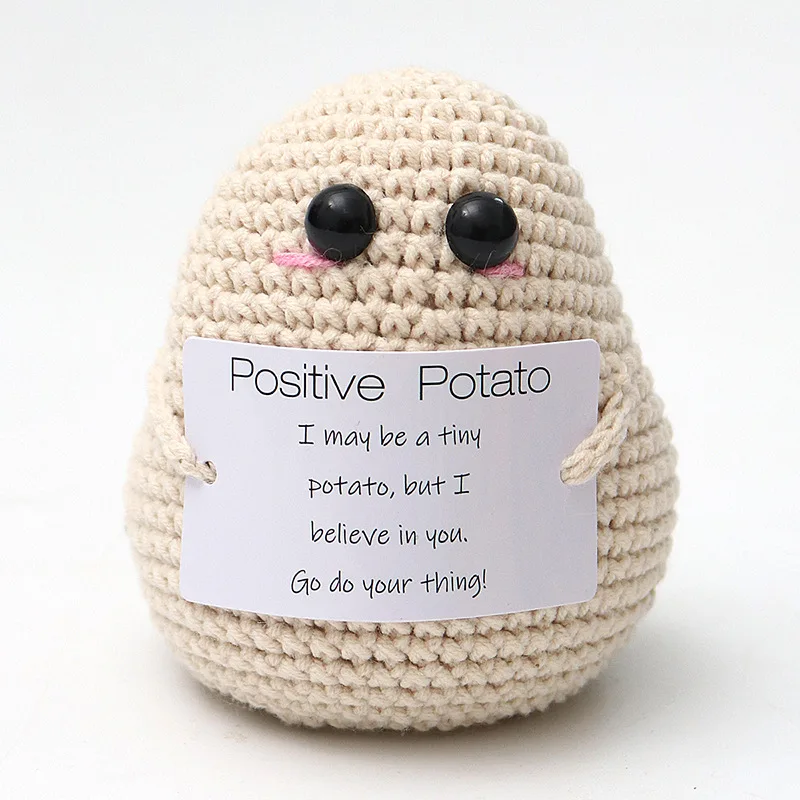 Funny Potato Plush Doll with Card, Handmade, Cute Wool, Home Decor Ornament, Room Decorations, Christmas Gift, New