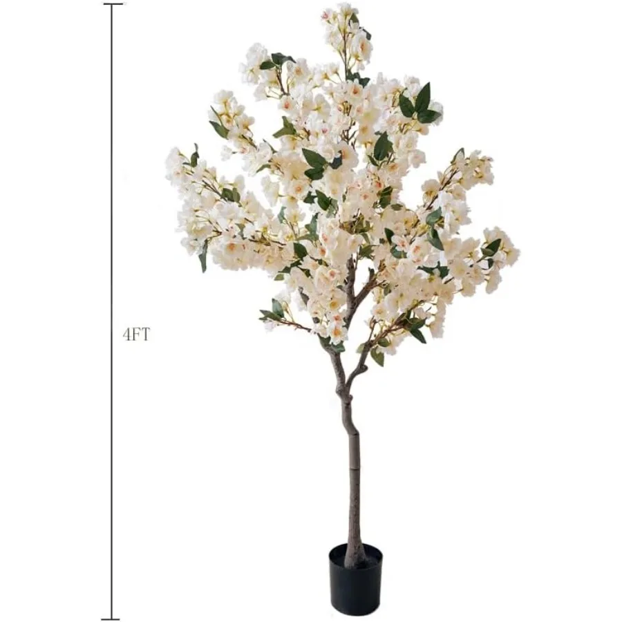 Kirschblüten Baum Elfenbeinfarbene Seidenblumen Topf Künstliche Pflanzen für drinnen und draußen Zuhause Hochzeit Party Eröffnung Einkaufen M