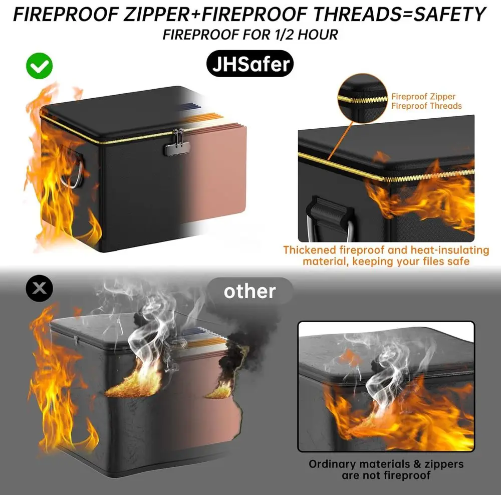 Portable Document Box with Lock, Insulated and Large Capacity Office File Organizer for Hanging Letters