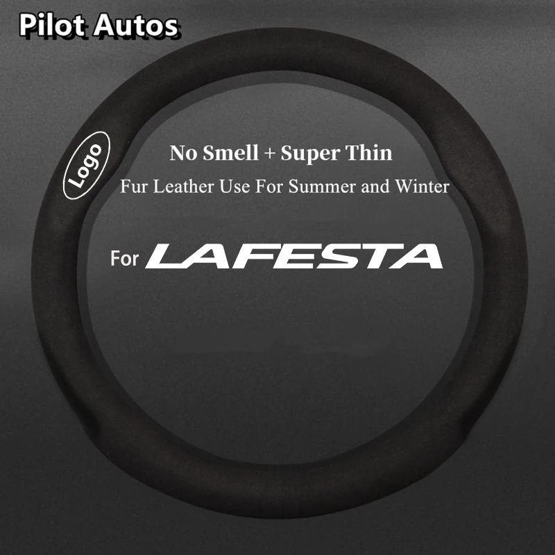 For Hyundai For LA FESTA Steering Wheel Cover No Smell Super Thin Fur Leather Summer Winter Women Man