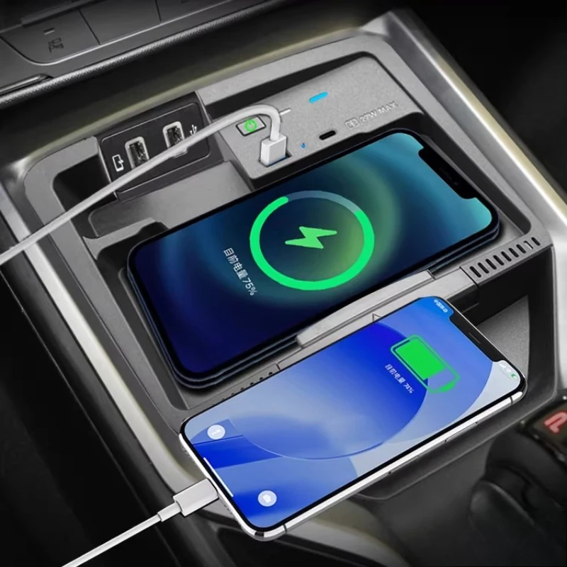 Carregador Sem Fio para Haval H5 2023 e GWM Poer·KingKong 2024, Suporte de Carregamento Rápido para Console Central, Suporte Interno para Telefone