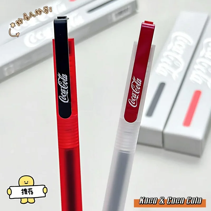 KACO Coca-Cola Co-Branding قابل للسحب هلام القلم شفاف متجمد برميل مشبك معدني التجفيف السريع السلس الكتابة توقيع الأقلام