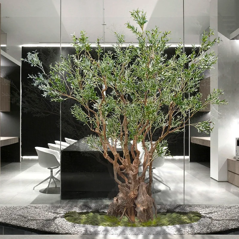 Simulated olive tree Large plant  Interior decoration tree Green plant Floor false tree Withered root modeling