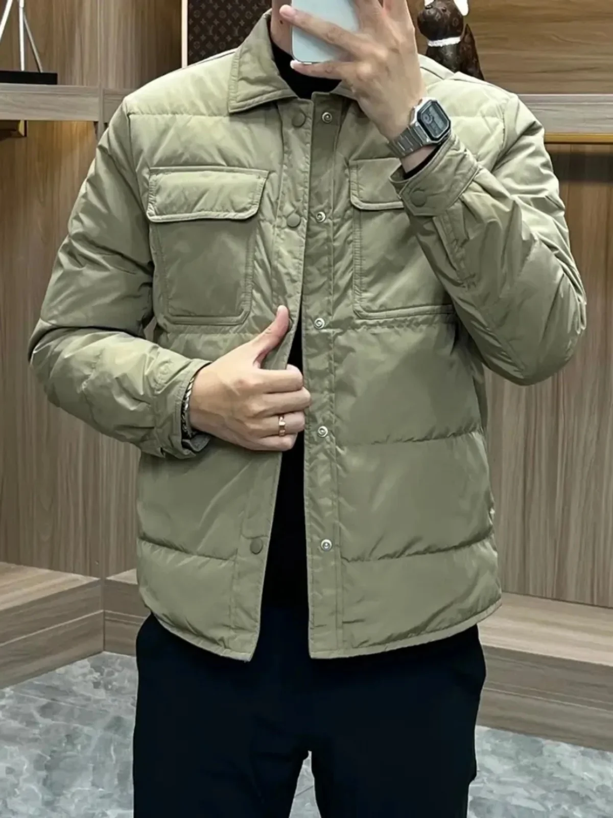 

Ele Lightweight Cotton Jaet for Men Casual Warm Collar Heavyweight Autumn Winter Top Quali Material Stand Fit