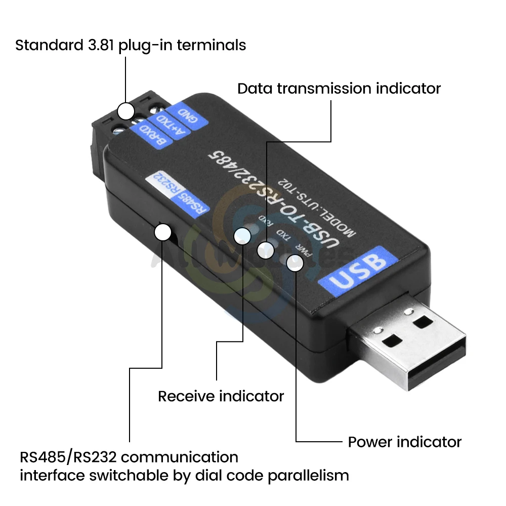 USB to RS485/RS232 Communication Module Bidirectional Half Duplex Serial Line Converter CH343G Plug And Play