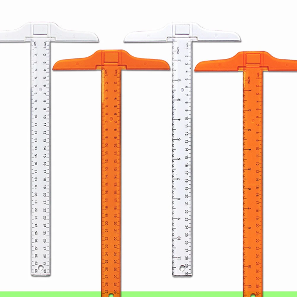 

2PCS T-Square Ruler Durable Plastic Double Scale Measuring Drafting Tool Home Office Students Teachers Engineers Architects