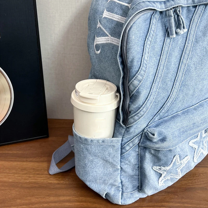 Namchebarwa Vintage Denim Backpack for Women Large Capacity Jeans Shoulder Bag Female Daily School Laptop Backpack Simple Design