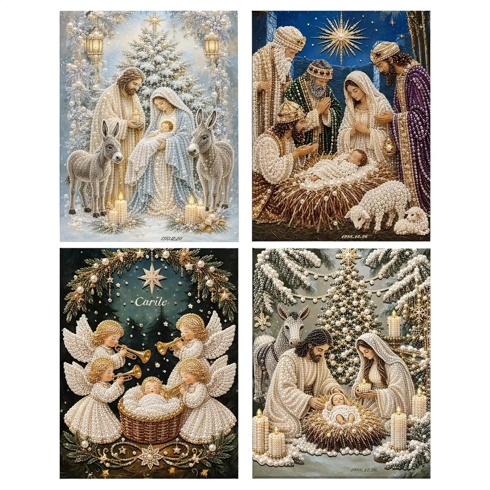 Nativity Diamond Painting Kit 5D DIY Jesus Pearl Art Set with Frame Religious Christian Christmas Wall Decor for Home Hanging