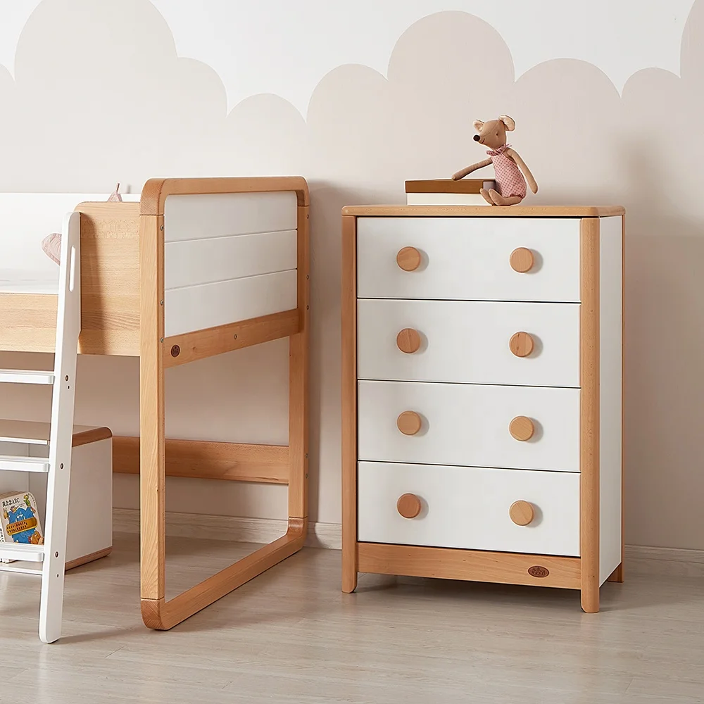 Solid wood handle 4 drawer vertical filing modern multi-space locker with many children's drawers