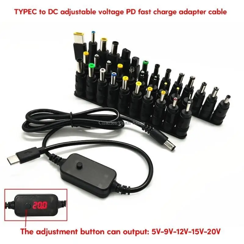 

UsbC TypeC PD5-20V Decoy Power Cord to DC5.5x2.1mm 4.0x1.7mm 3.5x1.35mm and More