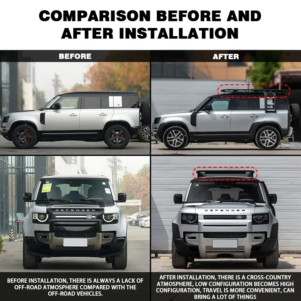 2020 랜드로버 디펜더용 오프로드 4x4 자동차 부품 스틸 크롬 루프랙 (차량용 루프 수화물 액세서리)