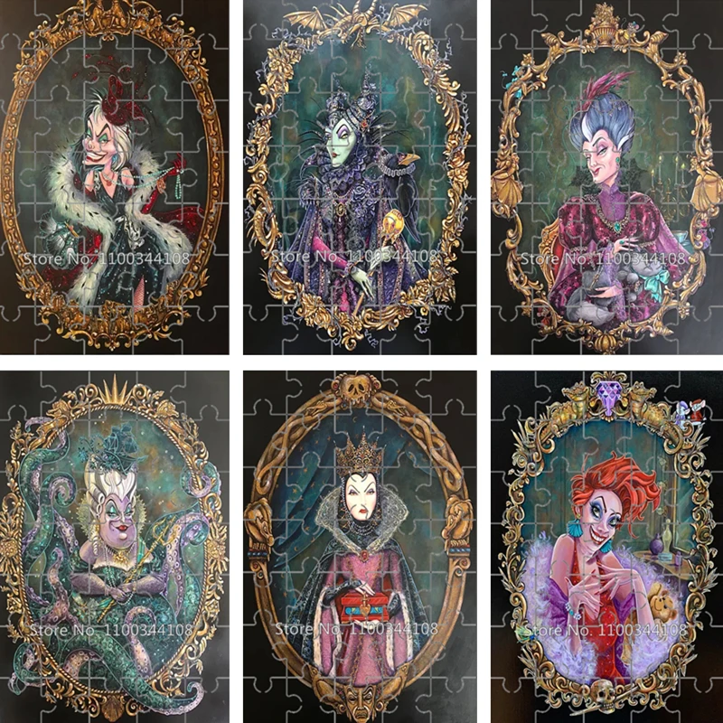 Disney Villains Evil Queen Jigsaw Puzzle Villain Magic Mirror 35 Pieces Puzzles for Children Simple Educational Toys Adult Game