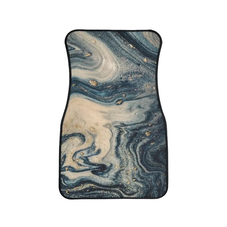 Aesthetic Marble Texture Car Floor Mats, Minimalist Blue Abstract Art Car Floor Mats,Modern Art Car Accessories, Cute Car access