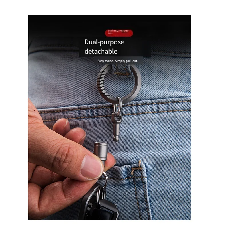 

AZ-Rust-Resistant Gray Alloy Key Ring With Dual Detachability, Ideal Multi-Function EDC Tool