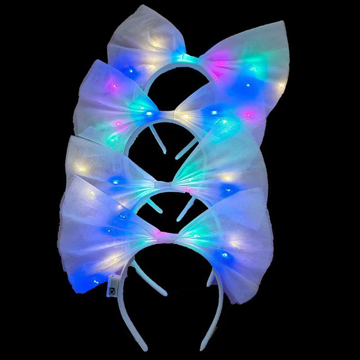 LED Big Bow Headband Luminous Headdress 14cm Bow Headband Hair Rope For Women