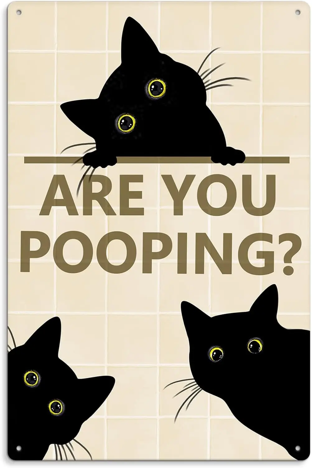Kercan Black Cat Are You Pooping Funny Tin Signs Bathroom Wall Decor Vintage Art Decoration Living Room Restroom Toilet Pos