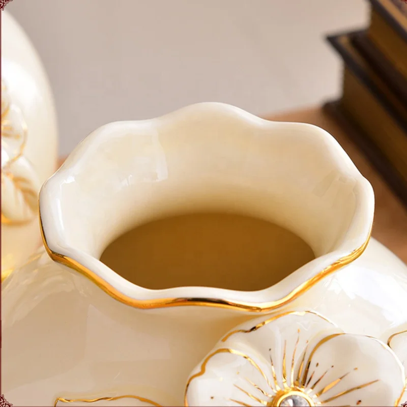 Hand-painted Butterfly Orchid Ceramic Pot Elegant Home Decorative Flower Vase