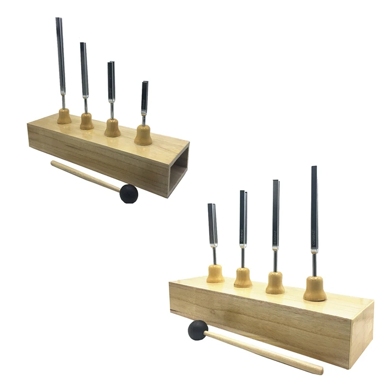 4Pcs Accurate Frequency 256Hz 320HZ 384HZ 512Hz Music Tuning Fork Set Music Flat Fork Measure Gauge With Hammer High Guality