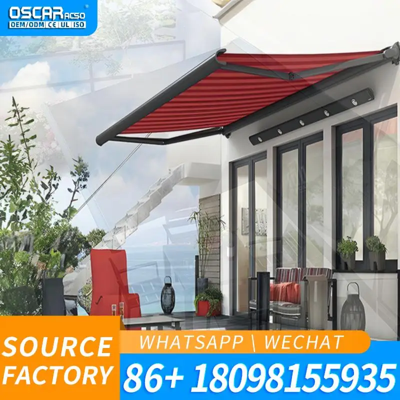 Motorized Retractable Aluminum Awning Sun Shade Foldable for Patio Outdoor Garden Retractable Awning