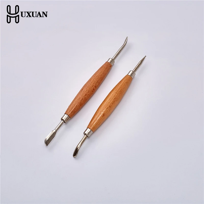 2pcs Leather Craft Tool Set Modeling Stylus Carving Tool Embossing Carving Blade Press Design Tool