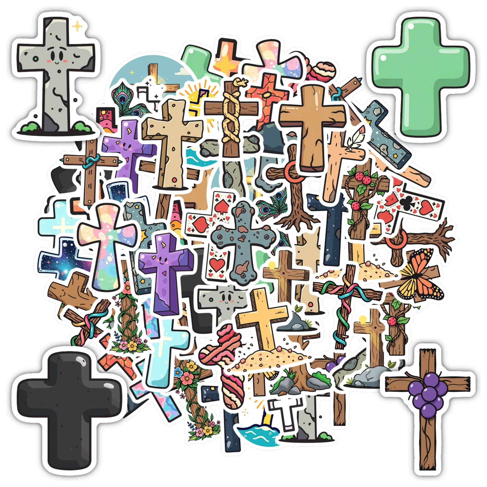 

Сюрреалистические религиозные наклейки с абстрактным крестом, декоративные наклейки, религиозные наклейки для чемодана, автомобиля, наклейка на холодильник