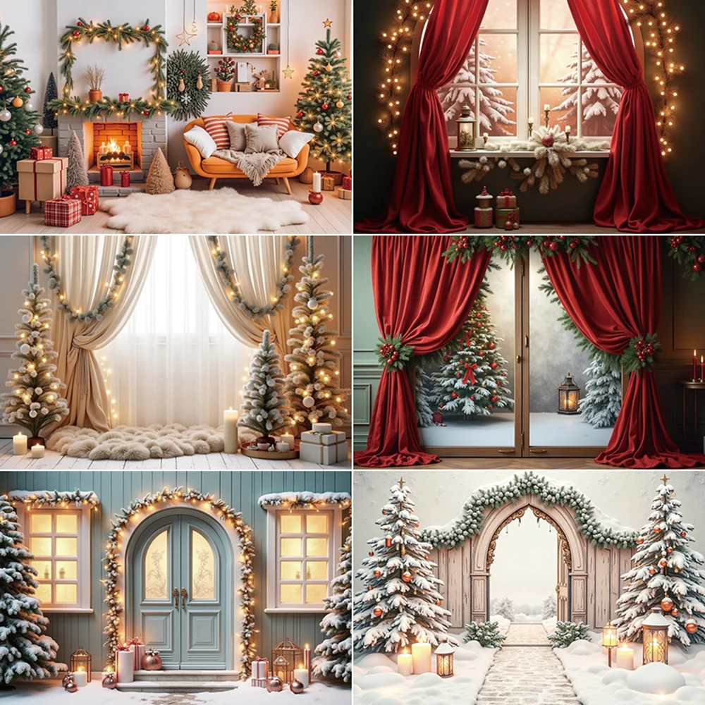 

MOON.QG Christmas 2025 Background Photography Xmas Tree Window New Year Photozone Backdrop Child Photo Studio Photozone Supplies