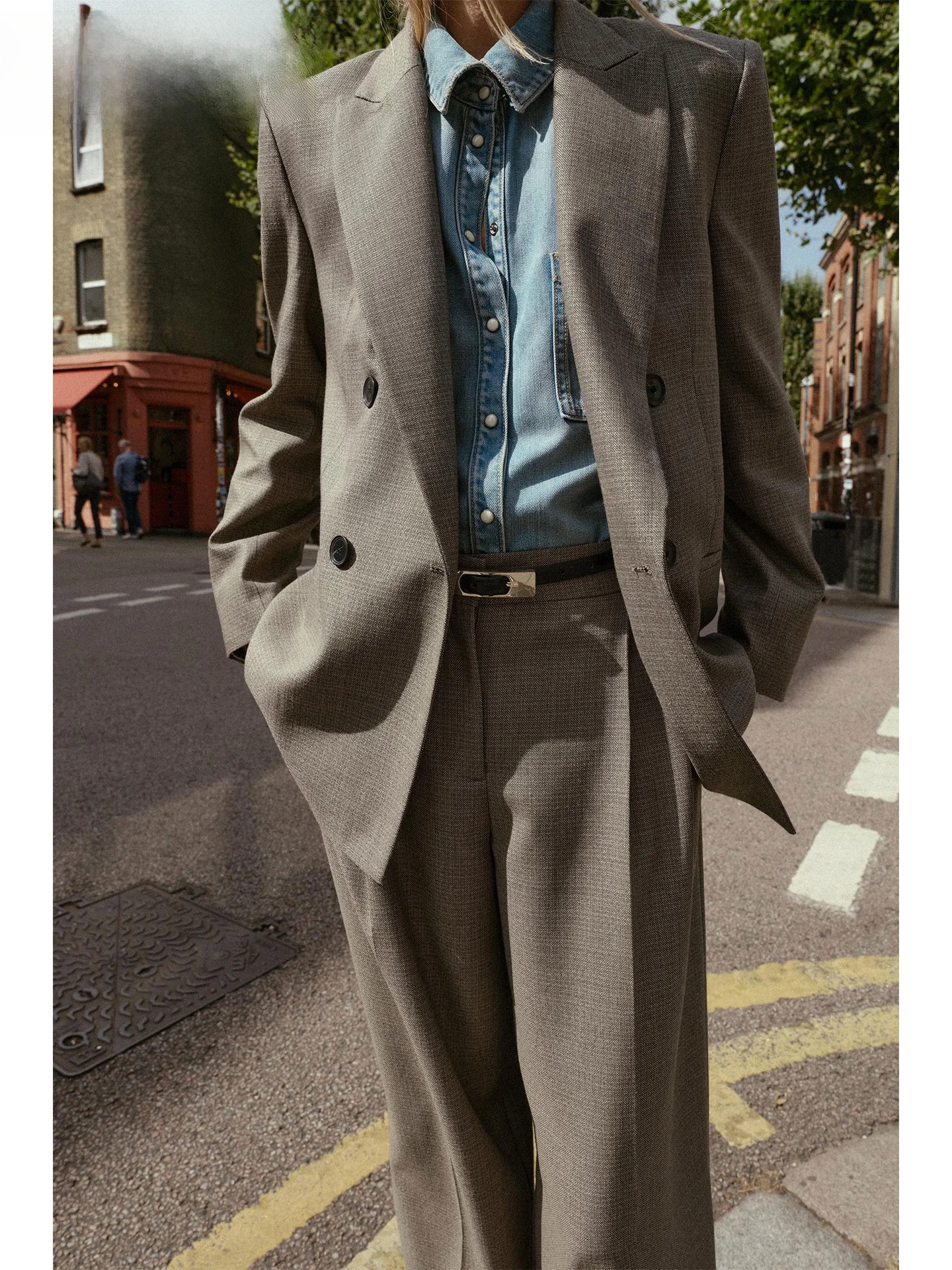 

ZAPRHA, осень 2023, повседневный двубортный длинный костюм-свек Jaet, женский костюм с откидным воротником и подкладкой, Leisure Faion