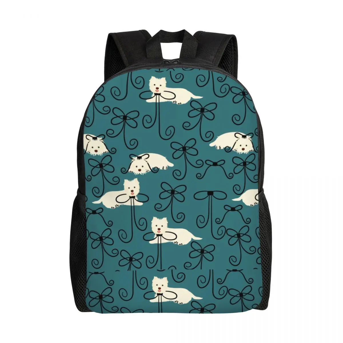 Custom West Highland White Terrier And Bow Backpack Men Women Basic Bookbag for School College Westie Dog Bags