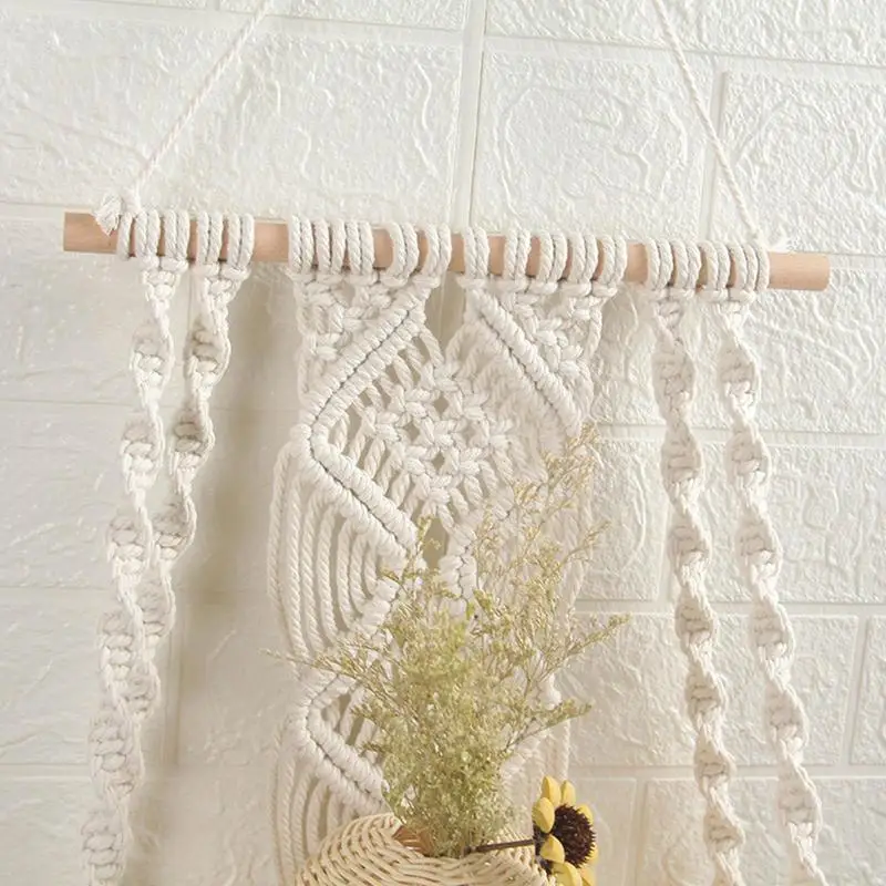 Wall Hanging Shelf Handmade Plant Hanger Boho Plant Pot Holder Cotton Rope Handwoven And Durable Household Shelf