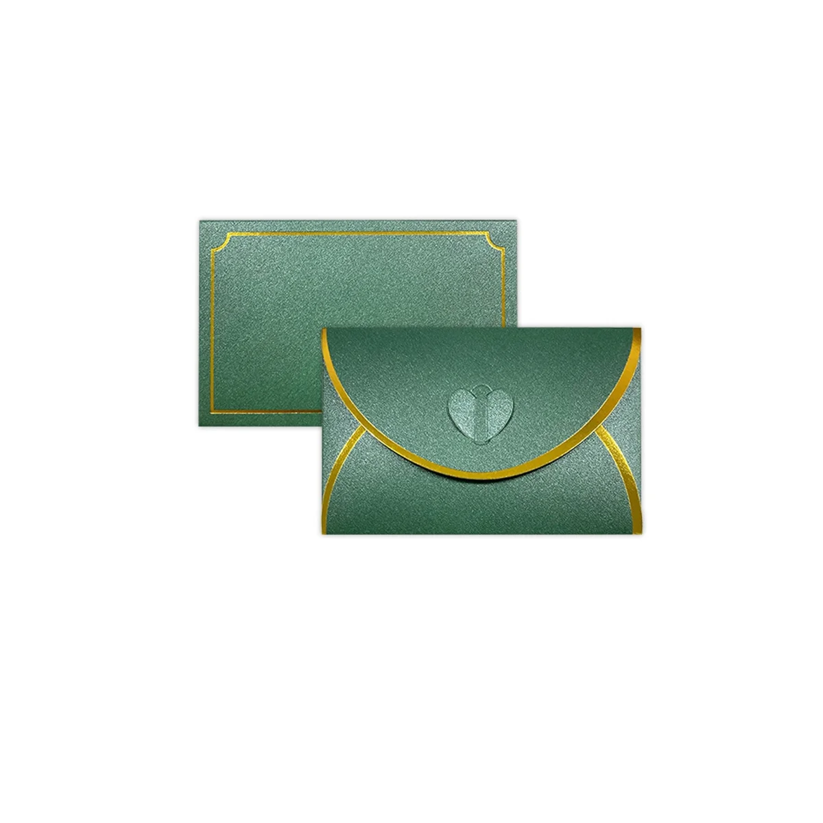 

50Pcs Gift Card Envelopes with Love Buckle Envelopes with Gold Border, Envelope for Note Cards, Wedding Dark Green