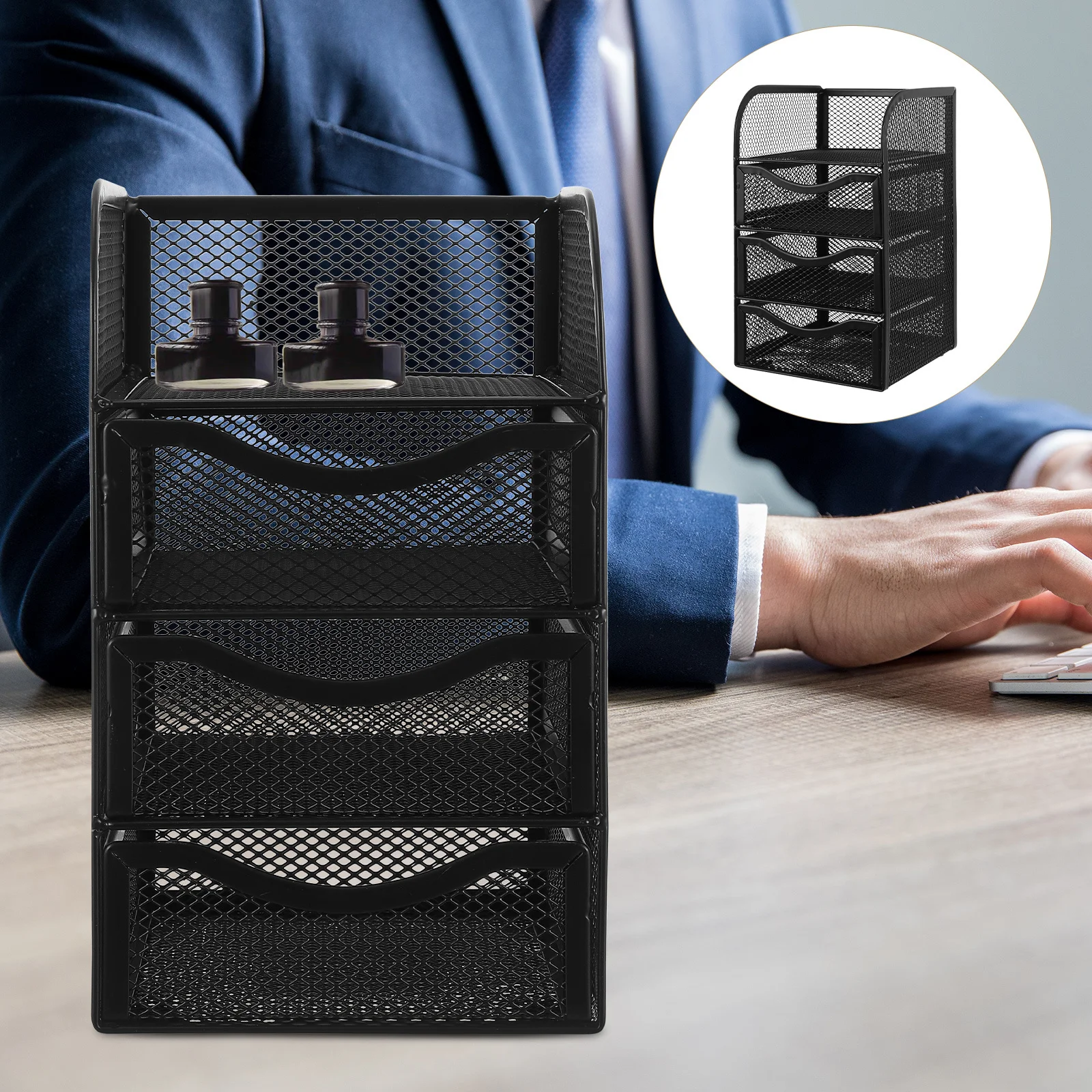 

Desktop Drawer Style Iron Storage Box Multi-Grid Large Capacity Stationery Jewelry Organizer Office Multi-Function Container