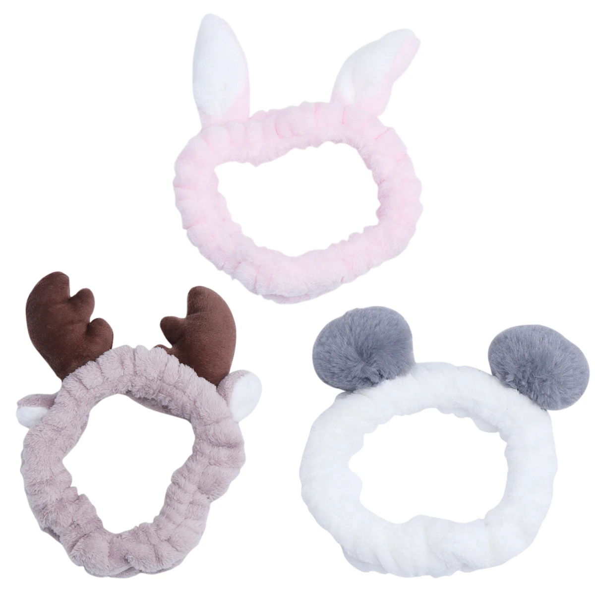 

3PCS P Rabbit Ear Headb Makeup Hair Elastic Hair for Shower Washing Makeup Daily Use Sports Party