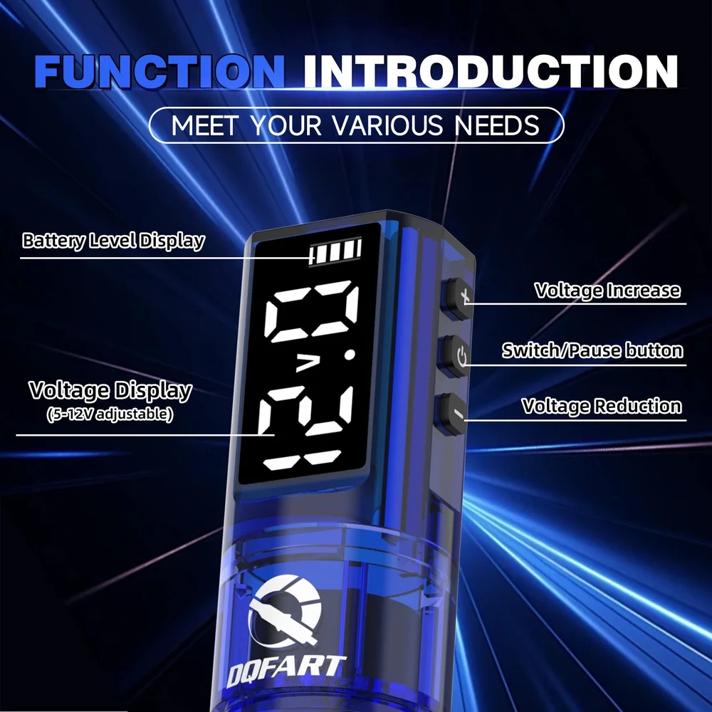 DQFART P1 Led Digltal Display Electric Wireless Tattoo Machine Set Tattoo Needles Beginner Supplies Accessories Tattoo Ink