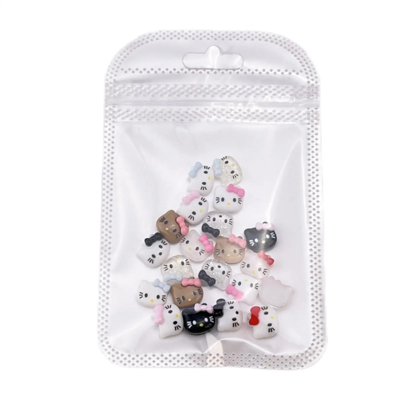 20Pcs Hello Kitty Cartoon Nail Accessories Cute 3D Hello Kitty Cat Resin Diamond DIY Nail Decoration