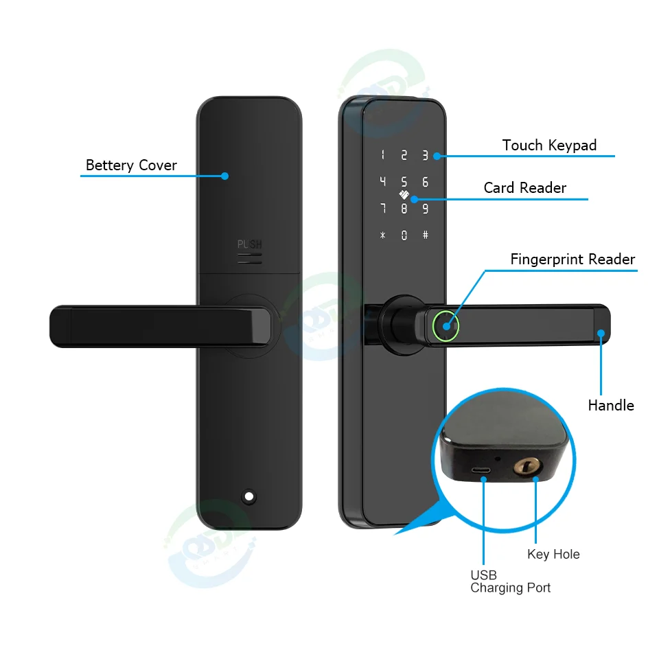 Cerradura inteligente con huella dactilar para puerta, dispositivo de cierre Digital con WiFi, compatible con aplicación Tuya