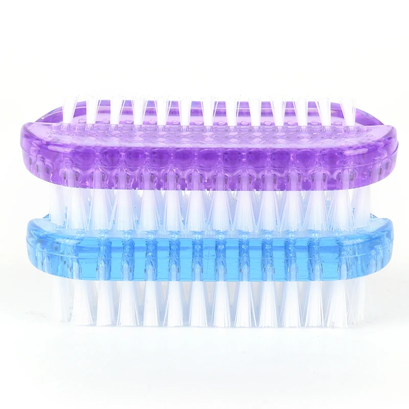 【A】1pc Random Color Plastic Nail Cleaning Scrubbing Brush Double Sided Hand Nail Brush Cleaner