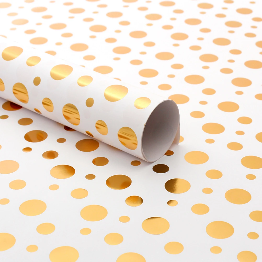 

4Pcs Star Dot Stripe Gold Wrapping Paper Roll Decorative Craft Scrapbooking Birthday Holiday Wedding Gift Wrap 50x70cm