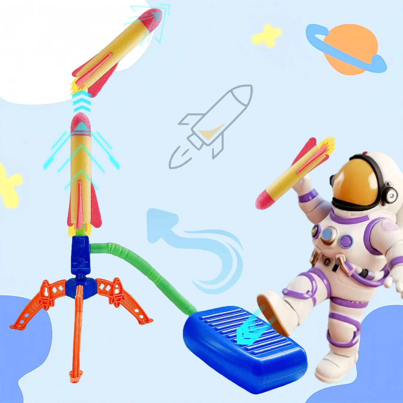 Children's foot-stitching rocket ejection toys outdoor sports toys boys and girls ejecting rocket launcher sensor training paren