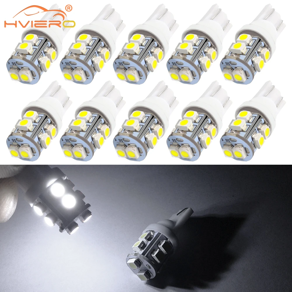 

10Pcs T10 Interior Reading Light White Car Led Steering 194 W5W 10led Signal License Plate 12V Dome Wedge Instrument Panel Wide