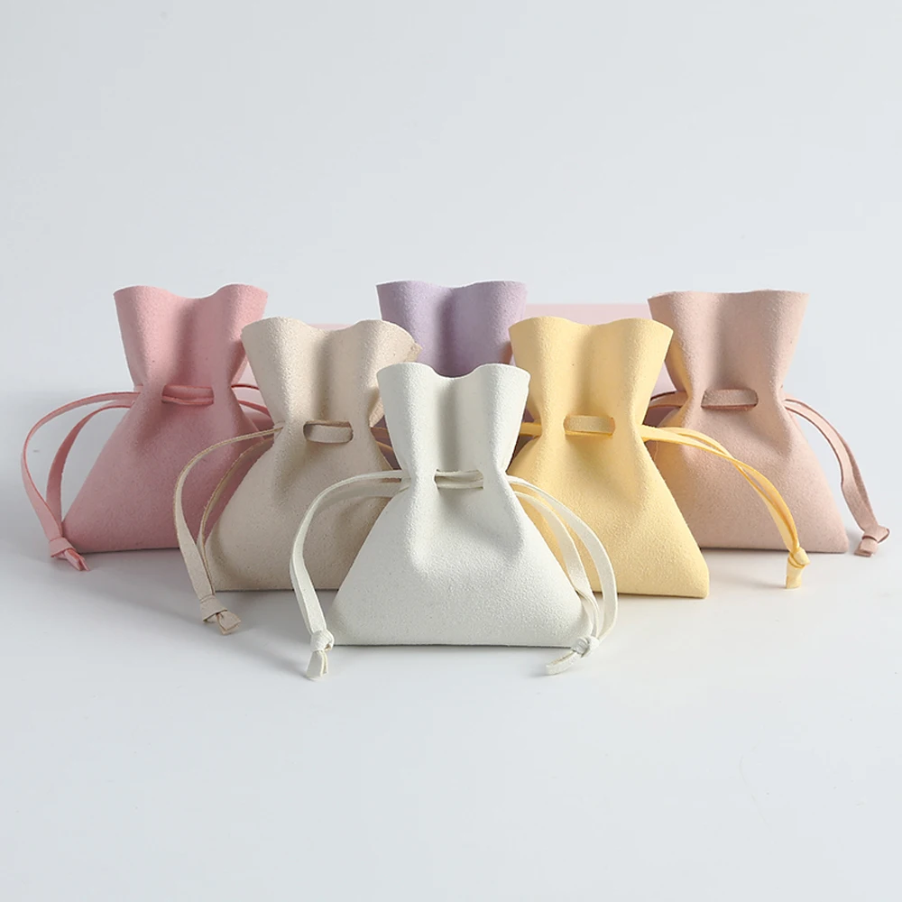 5Pack Bulk Microfiber Suede Jewelry Packaging Gift Bags Pouches Ring Earrings Wedding Travel Drawstring Organizer Small Bag