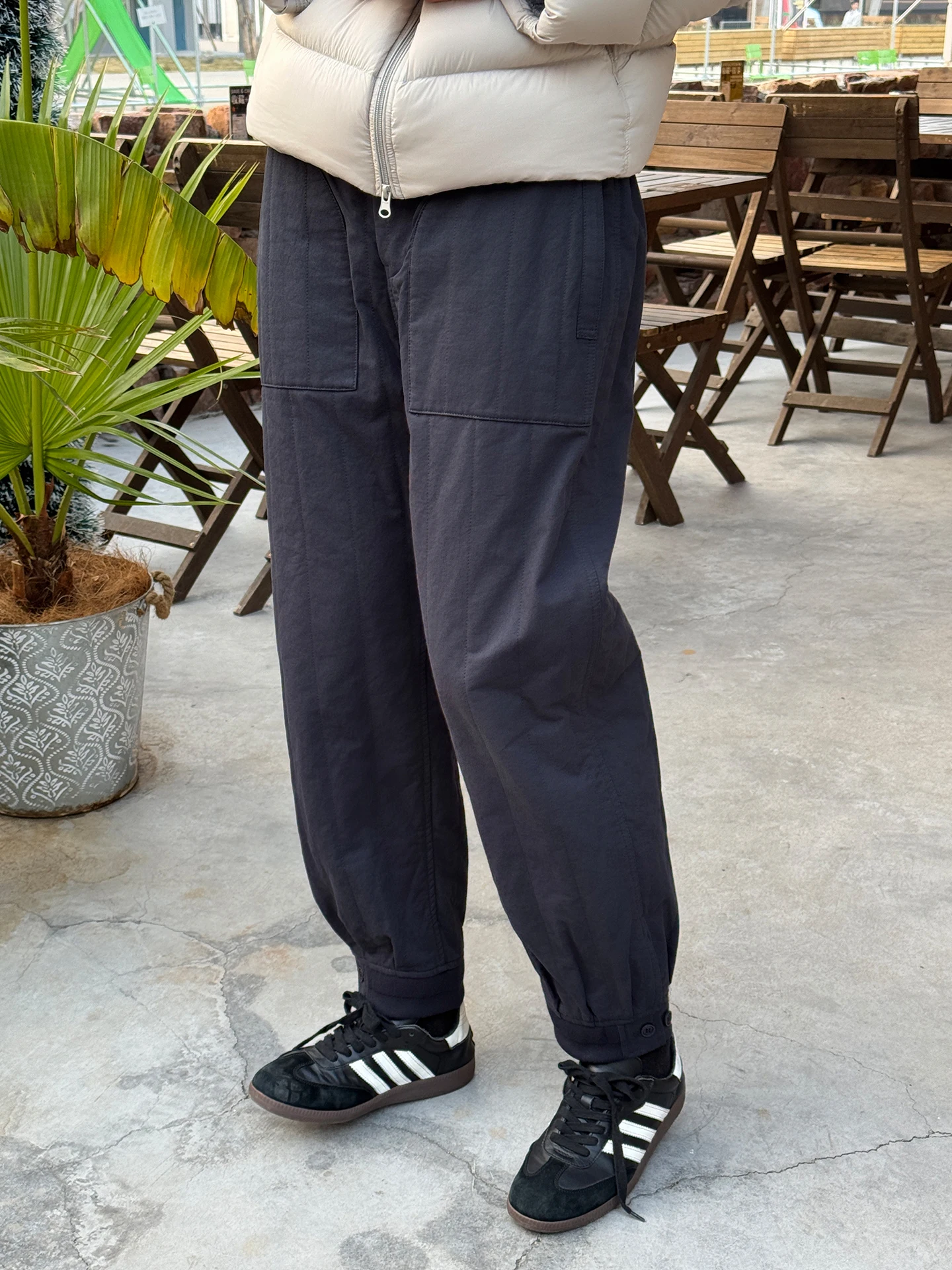 

Jiuxiaoya Women's Casual Cotton Pants High Waist Long Straight Leg Winter New Sle Japanese mat Trousers