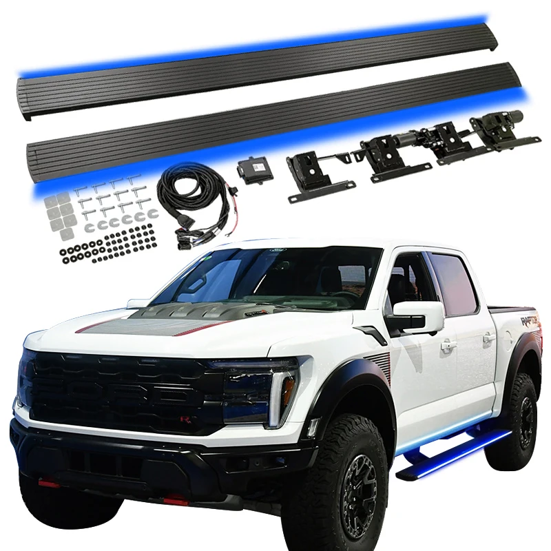 LED Colorful Lighting Electric Power Running Board Electric Side Steps for Ford Raptor F150 F550 2008-2025