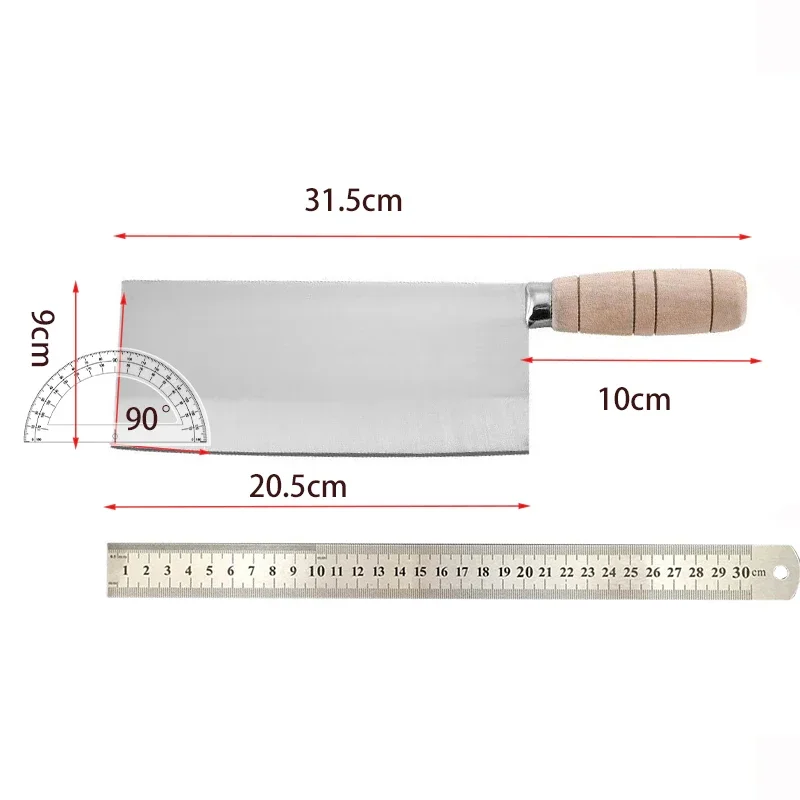 8 inch Blade Cleaver Knife Stainless Steel Kitchen Knife Slicing Knife Chef Slice Meat Vegetable Knives Chinese Chef‘s’Cleaver