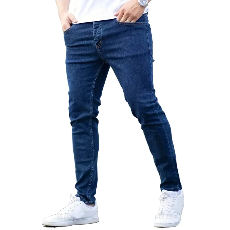 

Pop New Men Stretch Skinny Jeans Fashion Casual Slim Fit Denim Trousers White Black Blue Pants Male Brand Clothes Size 27-36